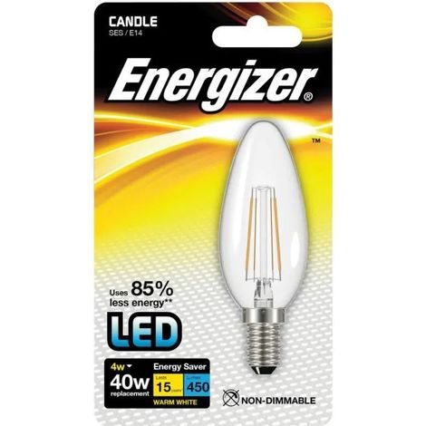 Ampoule LED flamme à filament - ENERGIZER - ES9030 - culot E14 - 4W (équ. 40W) - 2700K 470 lm (1/2)
