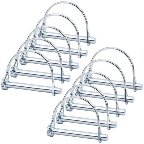 10pcs Axe de verrouillage de broche de coupleur de sécurité, axe de verrouillage Pto de 5/16 pouces avec retenue de fil rond pour jardin de pelouse de remorques agricoles (1/5)
