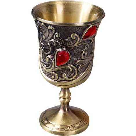 Calice Renaissance, coupe de communion vintage, gobelet médiéval en alliage de zinc pour la décoration intérieure, cadeau. Couleur : bronze. (1/4)