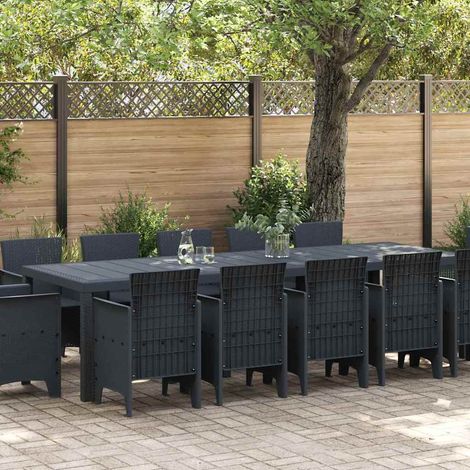 Set da Pranzo per Giardino 13 pz Antracite Plastica vidaXL (1/5)