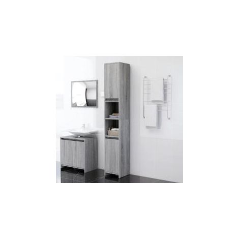 Armoire de bain Sonoma gris 30x30x183,5 Bois d'ingénierie (1/5)