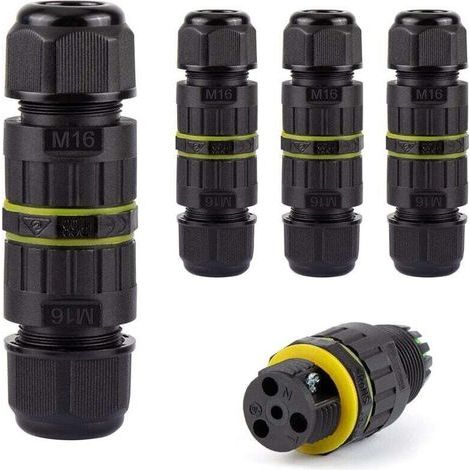 Fitting IP68 Waterproof Electrical Connectors, Pack of 4 IP68 Waterproof Electrical Connectors, Waterproof Terminal Block Junction Box for 3-10 mm Diameter Cables for Garden and Underground Cables (1/4)