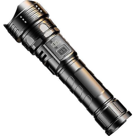 Lampe torche LED rechargeable portable avec affichage numérique, lampe de travail télescopique à zoom pour extérieur P2025041100870 (1/4)