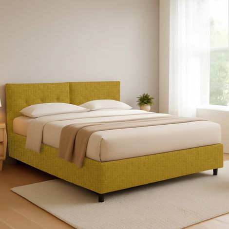Letto Matrimoniale Bath, Sfoderabile, Contenitore Made in Italy, Giallo Ocra (1/5)