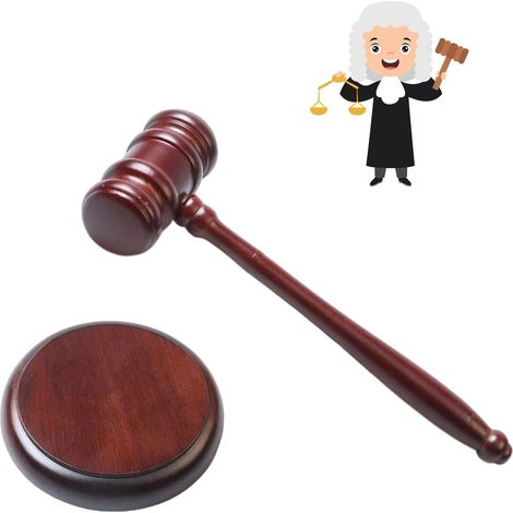 Marteau de juge,Maillets en Bois,Juge Maillets en Bois,Marteau de juge et bloc de résonance en bois,Mmarteau de vente aux enchères,pour avocat, étudiant, juge, vente aux enchères, réunions (1/5)