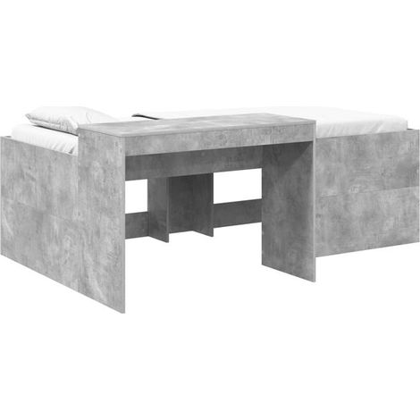 Lit haut enfant avec bureau, gris ciment, 75 x 190 cm (1/5)