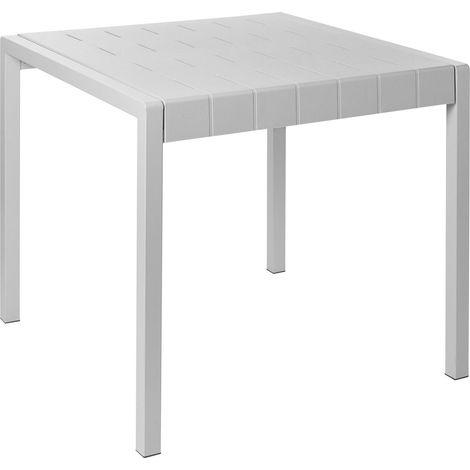 Tavolo da giardino Materiale sintetico 4 posti a sedere resistente alle intemperie Patio esterno grigio Bartica
