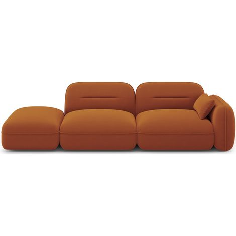 Canapé modulable gauche 3 places en velours terracotta (1/5)