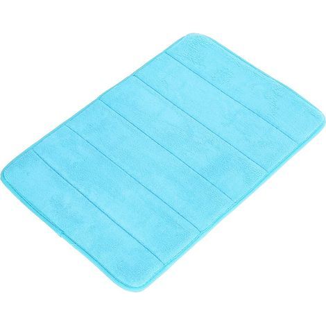 Coussin de Sol 40 60 cm, Fibre d'actate + Coussin Enroulable en Coton, pour Cuisine de Salle de Bain(Bleu Clair). (1/5)