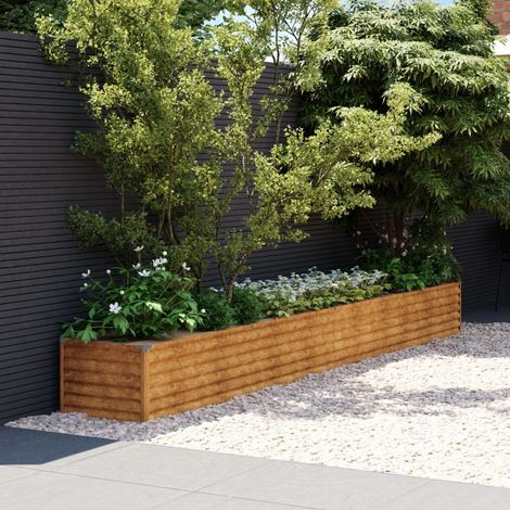Jardinière Relief Acier Corten 386 X 50 X 36 cm. Aspect Rouille, Très tendance. Jardin, Patio, Balcon (1/5)