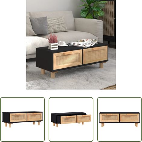 Holzbeine - Couchtisch Schwarz 80x40x30 cm Holzwerkstoff Massivholz Kiefer (1/5)