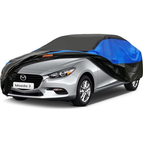 Bâche Voiture Exterieur Respirante, Compatible avec Mazda 3 Sedan(2006-2024) Housse de Protection Voiture Extérieur, Toutes Saisons Peuvent Tout Gérer Contre Pluie Soleil Poussière.,Taille pour Mazda (1/5)