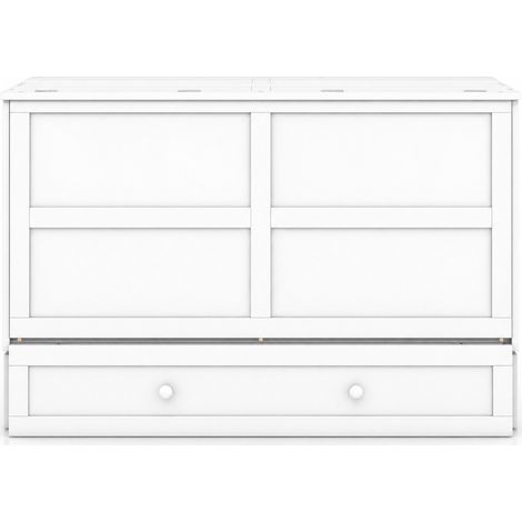 Lit escamotable 140 x 200 blanc avec tiroir de rangement et étagères latérales, structure en bois de pin et MDF, meuble gain de place CHICFURN (1/5)