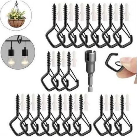 Lot de 20 crochets de sécurité carrés, crochets de suspension robustes et antichute pour bonsaïs et guirlandes lumineuses d'extérieur (1/5)