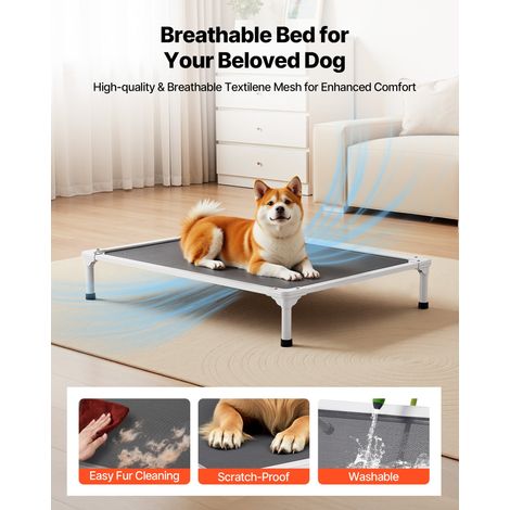 Lit Surélevé pour Chiens Chats, Lit de Camp pour Animaux de Compagnie avec Cadre en Tube d'Aluminium et Maille Respirante, Panier C… (1/5)