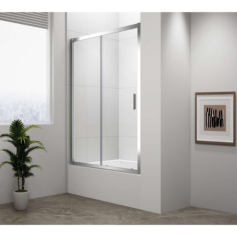 Polysan Deep - Anta doccia, due pezzi 130 cm, alluminio lucido/vetro trasparente MD1316