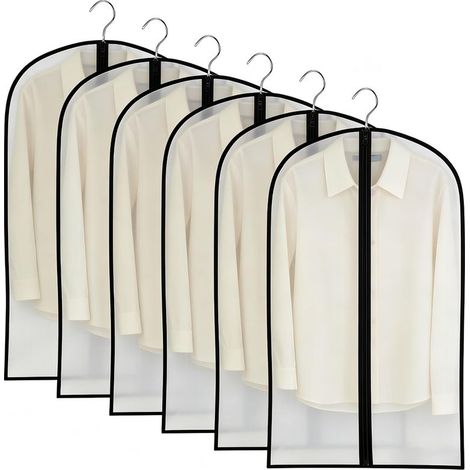 6-teiliges Set Kleidersäcke zum Aufhängen, staubdicht, wasserdicht, feuchtigkeits- und schimmelresistent, Schutzhülle für Hemden, Anzüge, Mäntel und Kleider, 60 x 100 cm (1/5)