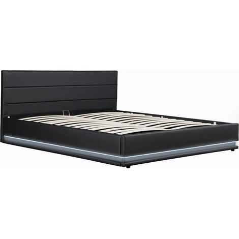 Bett mit LED und Bettkasten "Anastasia" - 140 x 190 cm - Schwarz (1/5)
