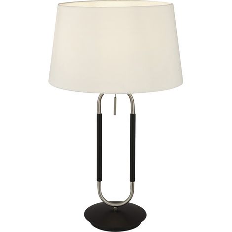 Lampada Da Scrivania Contemporanea Jazz Acciaio Nero Tessuto Argento 1 Luce E27 (1/5)