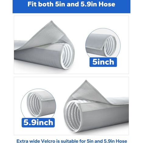 59 Pouces Protection pour Tuyau Climatiseur, Tube Climatiseur, Isolée Anti-poussière Housse Universelle pour Climatiseur Mobile Tuyaux D'échappement 5'' Et 5.9'' Diamètre