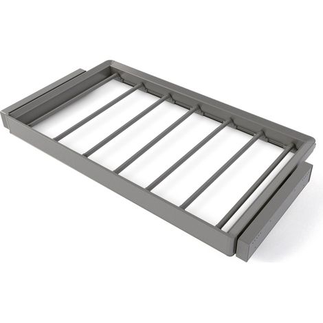 Emuca Kit  portapantaloni a 7 aste e telaio regolabile Quartz per armadi, chiusura ammortizzata e estrazione totale, modulo 90 cm, finitura Titanio