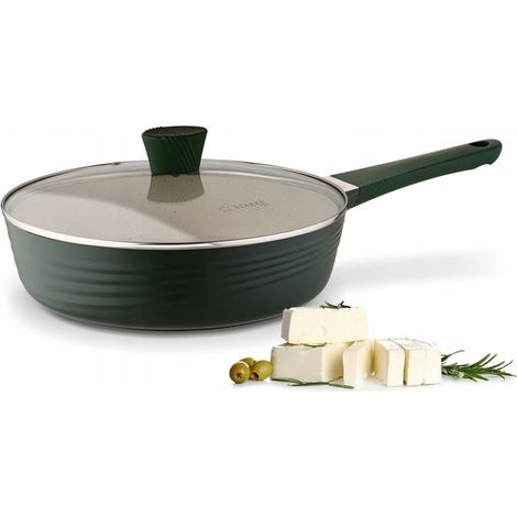 PADELLA GRANDE E PROFONDA 28cm padella in marmo INDUZIONE + COPERCHIO Naturale