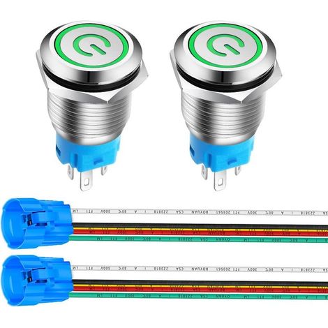 16-mm-Edelstahl-Drucktaster mit Verriegelung und LED-Symbol, 12 V/24 V, 5 A Stromversorgung, wasserdichter Hebelschalter (1/4)