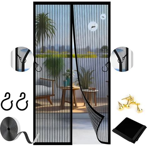 Moustiquaire de Porte Magnétique 140x220cm – Anti-Moustique, Fermeture Automatique – Noir (1/5)