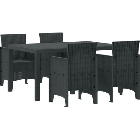 Garten Essgruppe 5 pcs Anthrazit Polt Rattan