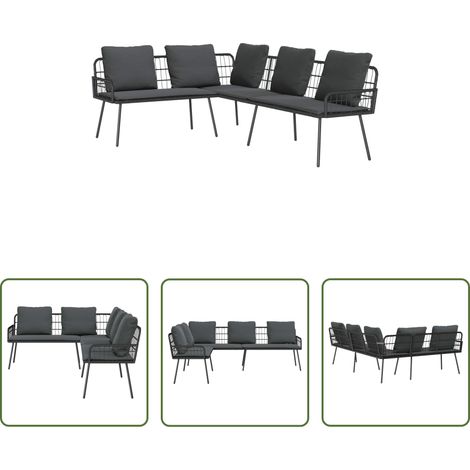 Canapé en métal - Canapé avec coussin Gris 61.5 x 123 x 82cm Métal (1/5)