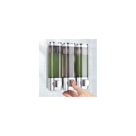 Wall Mounted Soap Dispenser, Shower Gel Dispenser, Set of 3 Soap Dispensers No Drilling, Uniform Liquid Dispensing, Leak-Proof, Suitable for Shampoo, Shower Gel,-Crezuo (1/5)