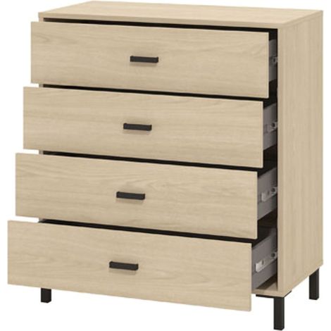 Kommode Rosasco, 4 Schubladen, Schiebemechanismus, 80x40x90h cm, Eiche Braun