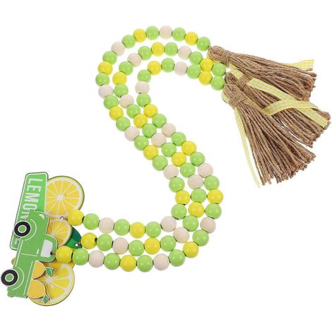 Guirlande de perles en bois décoratives, 12 pièces, style rustique, perles citron. (1/5)