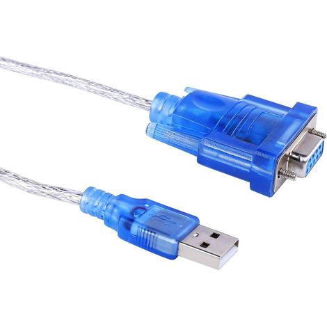 Câble Adaptateur USB Vers RS232 - 1 Unité - PVC - Connecteur DB9 Femelle - Pour PC Et Industriels - 3 Mètres - Bleu (1/5)