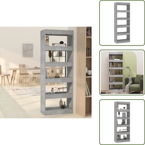 Bibliothèque/séparateur de pièce gris béton bois d'ingénierie - Bibliothèque - Meuble Rangement - Étagère - Séparateur Pièce - Bibliothèque Bois (1/5)
