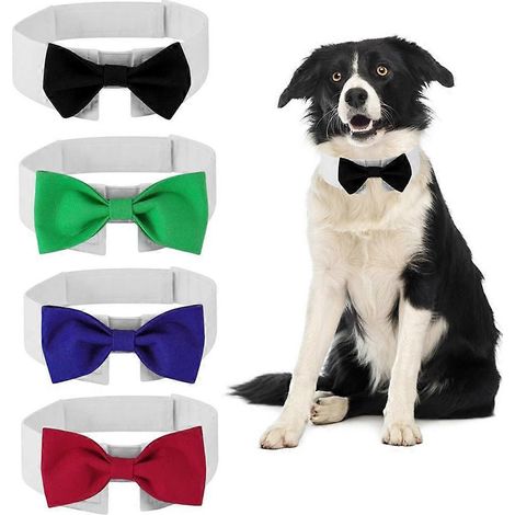 Collier pour chat, nœud papillon pour chien, cravate habillée, collier décoratif, accessoires photo pour animaux de compagnie - Taille M - Noir (1/4)