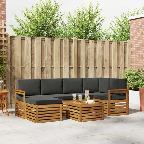 Ecksofa Set 7 pcs Natur und Anthrazit Massivholz Akazie (1/5)