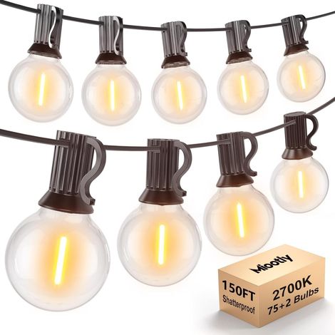 Guirlande Lumineuse Exterieure, 61M/200FT Guirlande Guinguette Exterieur avec 100+4 Ampoules en Plastique, IP45 Étanche pourJardin, Mariage, Fête de Famille, Balcon, Fête, Mariage (1/5)