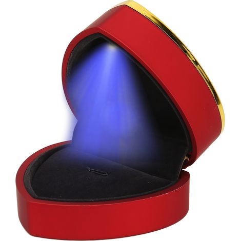 Boîte À Bagues - Forme De Cœur - Avec Éclairage Intégré - Pour Proposition De Mariage Anniversaire Cadeau Bijoux - 1 Pièce (1/5)