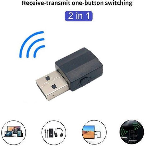 Récepteur-émetteur audio Bluetooth 5.0 2 en 1, adaptateur sans fil mini AUX 3,5 mm, émetteur Bluetooth stéréo pour TV, PC et haut-parleurs de voiture (1/4)