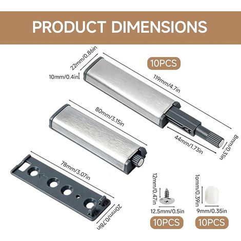 Push to Open Magnet Push to Open Door Cupboard Latch Magnetic Buffer Shock Absorber Opener and Closes with Pressure for Drawer, Cabinet Door, Furniture and Cupboard (1/4)