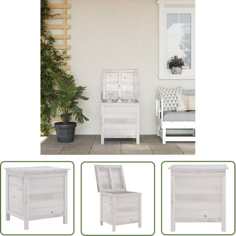The Living Store Gartentruhe Weiß 50x49x56,5 cm Massivholz Tanne - Holz Gartenbox - Tannenunterteil - Gartenaufbewahrung - Gartenkisten - Gartenmöbel (1/5)