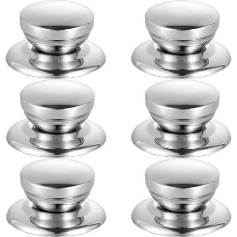 6 pomos para tapas de ollas, pomos para tapas de ollas, asas para tapas, pomos de repuesto para tapas de ollas, acero inoxidable universal resistente al calor. (1/4)