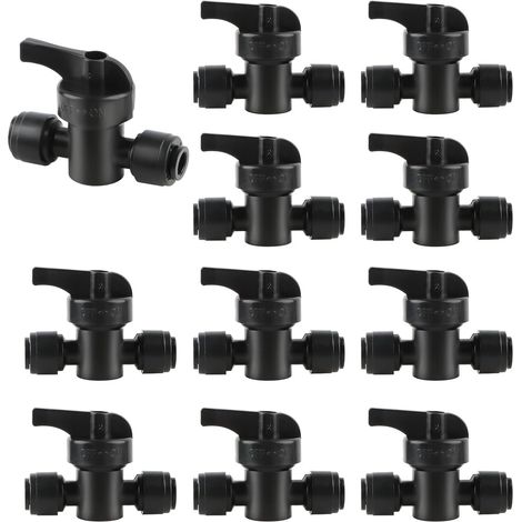 JSSEVN-10 piezas de válvulas de cierre de conexión rápida de 1/4" para riego por goteo, riego por goteo universal (1/5)