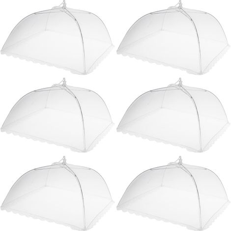 Lot de 6 cloches alimentaires en filet, pliables et réutilisables, protection insectes pour extérieur et intérieur, diamètre 40 cm (1/5)