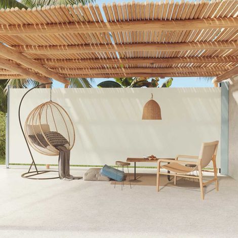 Toldo lateral retráctil para patio crema 200x600 cm vidaXL