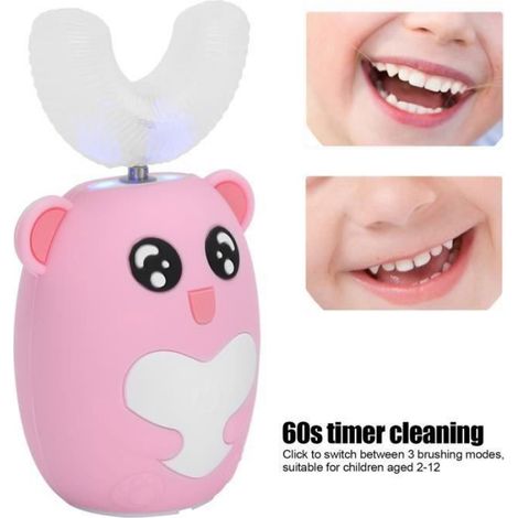 brosse à dents en U Brosse à dents électrique en forme de U brosse de nettoyage des dents pour les enfants de 2 à 12 ans (1/4)