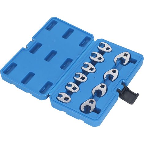 Jeu de 10 clés à œil de corbeau, entraînement 3/8 pouce, clé à tuyauter, clé plate en U, métrique 10‑22 mm (1/5)