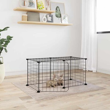 Jaula para mascotas de 8 paneles con puerta acero negro 35x35cm vidaXL