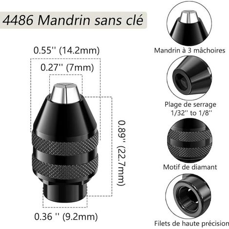 16-teiliges Spannzangenfutter-Set, Schnellwechselfutter 4486 + Ersatz-Spannmutter 4485 aus Messing (0,5–3,2 mm), schlüssellose Bohrfutter für die Modelle 4000, 3000, 8200, 7700 (1/4)